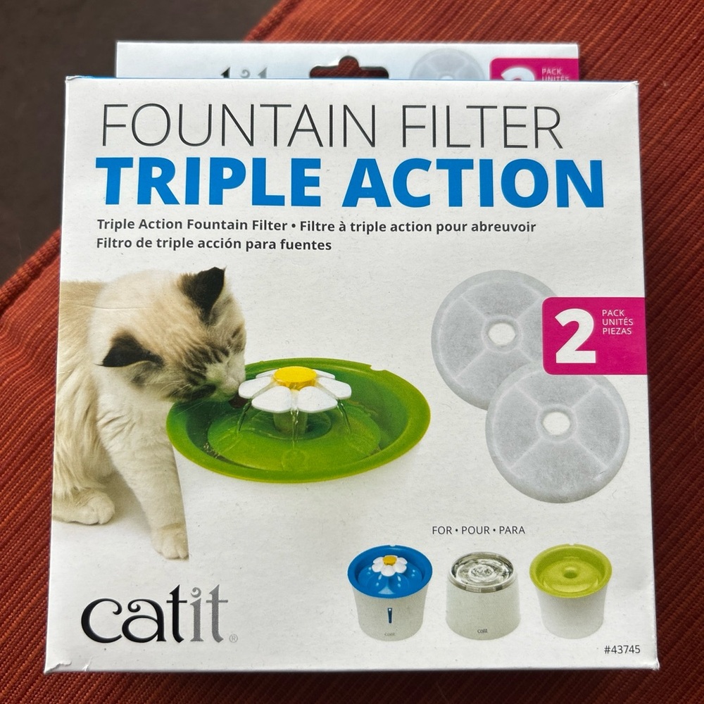 Catit Triple Action Fountain Filters 2pk NEW IN BOX